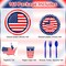 168 PCS American Flag Patriotic Party Supplies Plates Cups Napkins Tableware Set for 4th of July, Memorial Day, Independence Day Party Decorations, Serves 24
